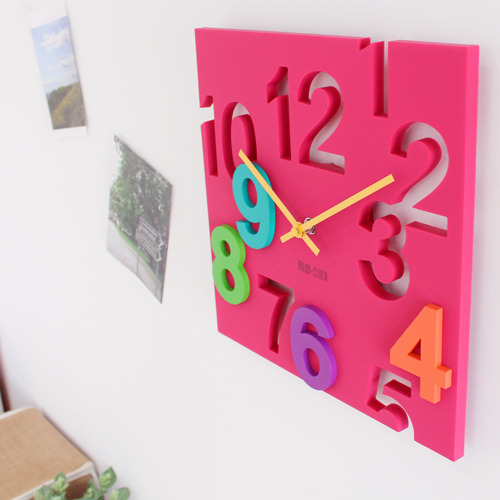3D 포인트 벽걸이 시계-핫핑크